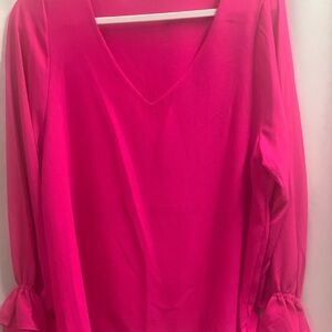 Vine & Love Hot Pink V-Neck Blouse